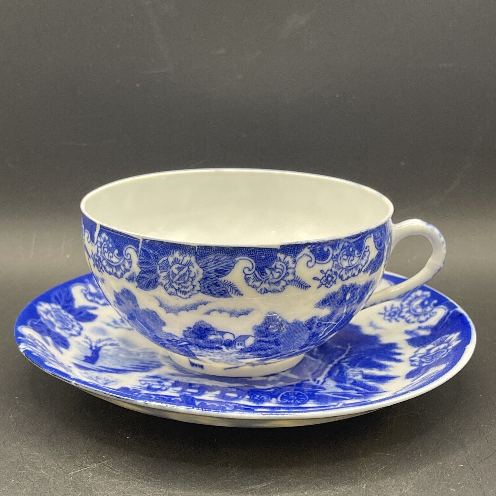 Blue White Egg Shell Porcelain Tea Cup And Saucer Made In Japan