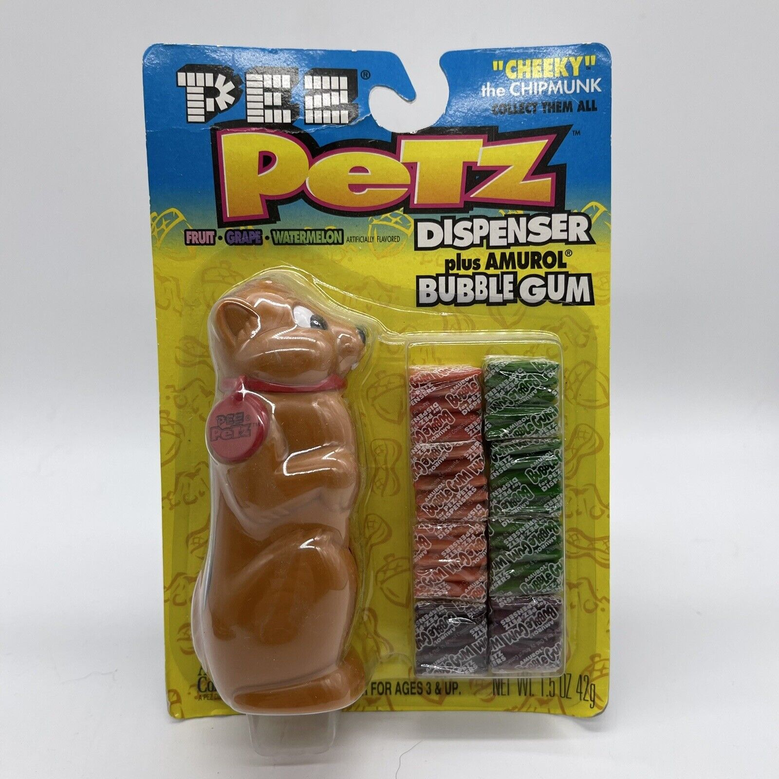 PEZ Petz CHEEKY the Chipmunk Bubble Gum Dispenser New on Card