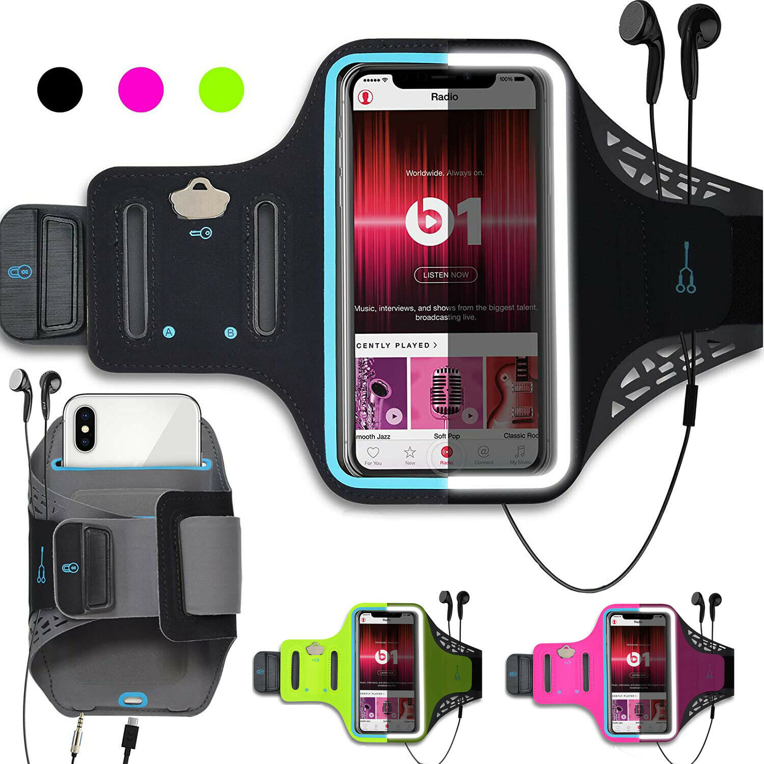 Cell Phone Armband Running Phone Holder Sports Arm Band Strap Gym Pouch Key Bag