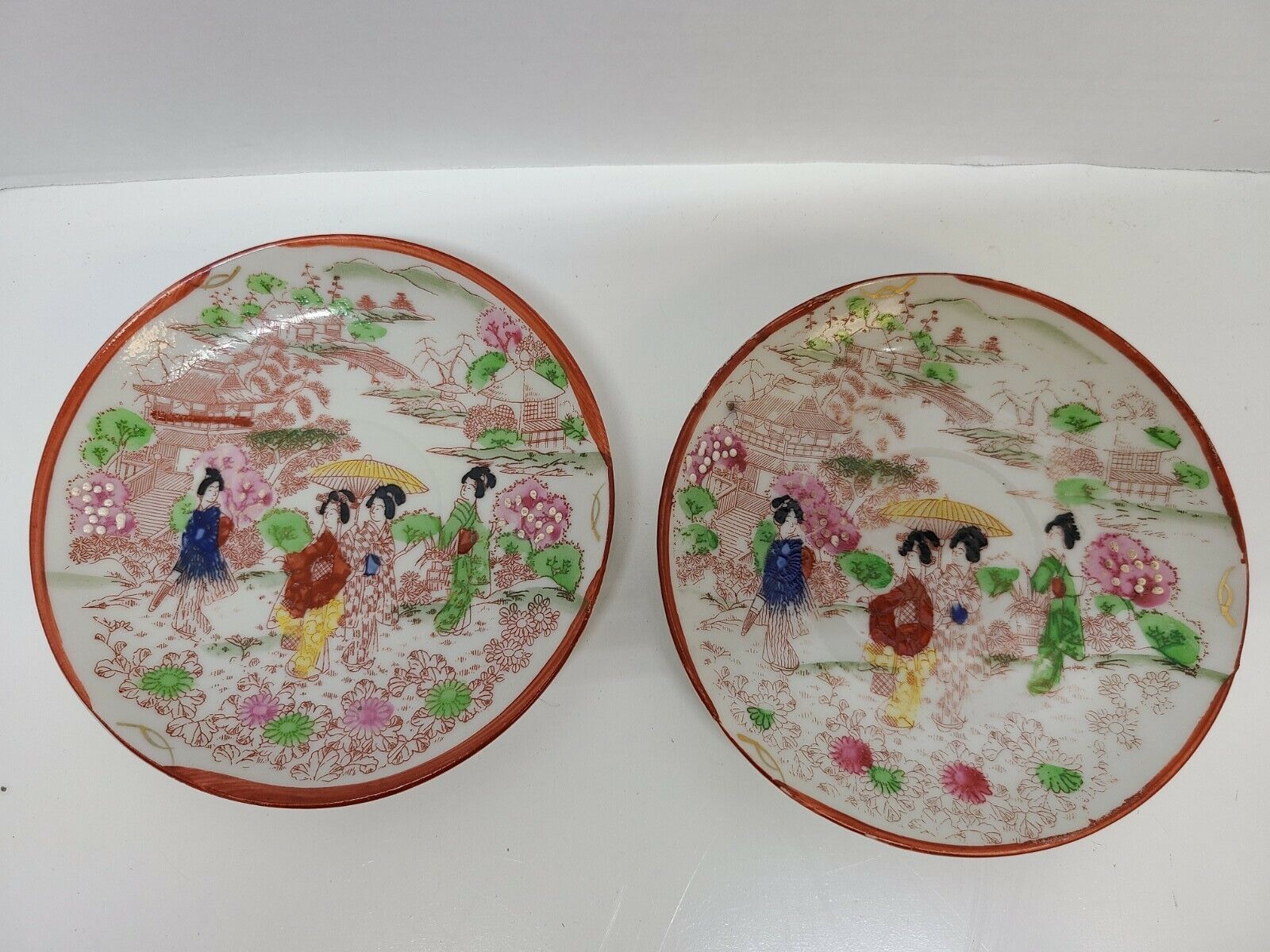 Vintage Haindpainted Saucers From Japan