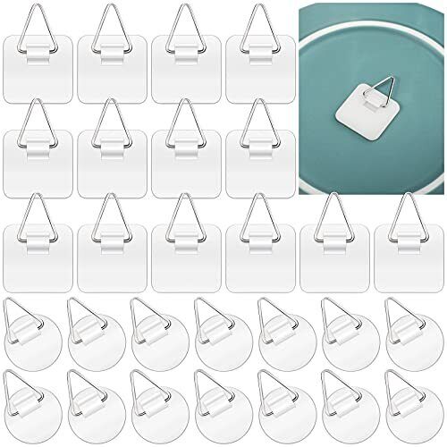 60 Pieces Invisible Adhesive Plate Hanger Plastic Adhesive Picture Hangers Witho