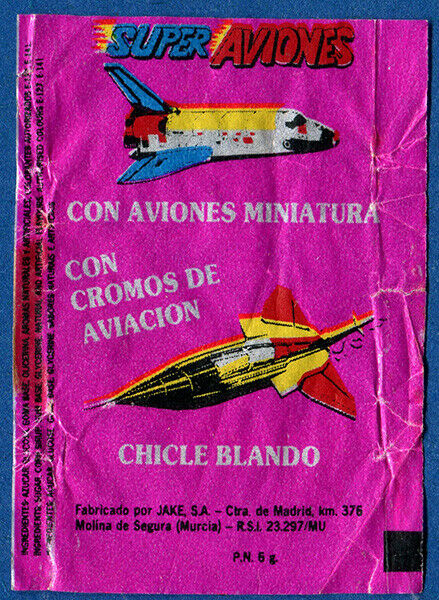 Super Aviones. Chewing / Bubble Gum Wrapper. Spain.