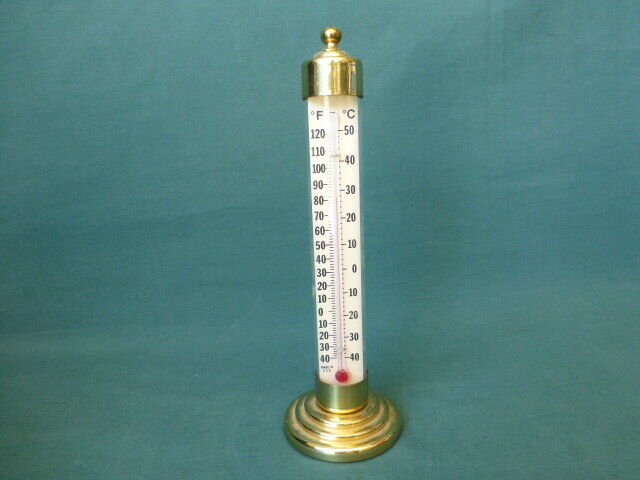 Vintage Conant Custom Brass Burlington VT Desk Top Thermometer