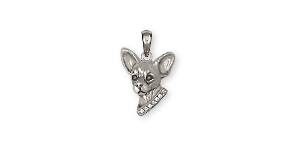 Chihuahua Dog Pendant Handmade Sterling Silver Dog Jewelry Cu21-sp