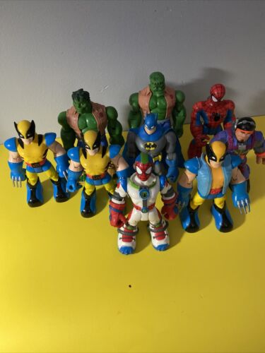 Rescue Heroes Fisher Price Action Figures  Lot 9 Figures Marvel Spider-man Hulk